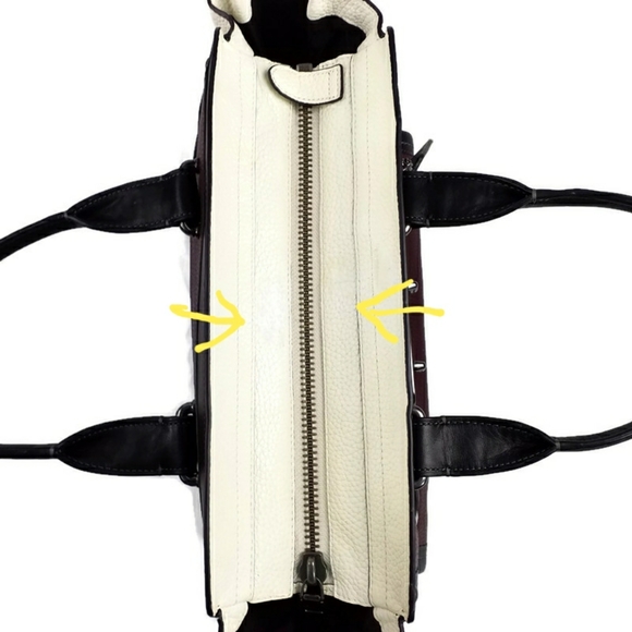 Coach Pebbled Leather COH Swagger Burgundy Colorblock Satchel Purse Chain Strap - Picture 14 of 16